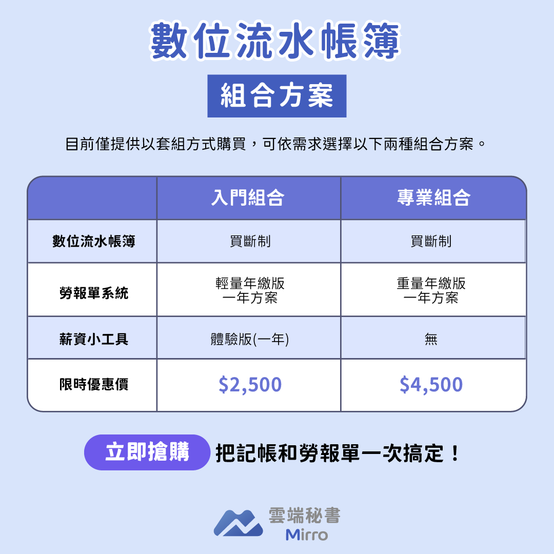 數位流水帳簿-組合方案介紹圖